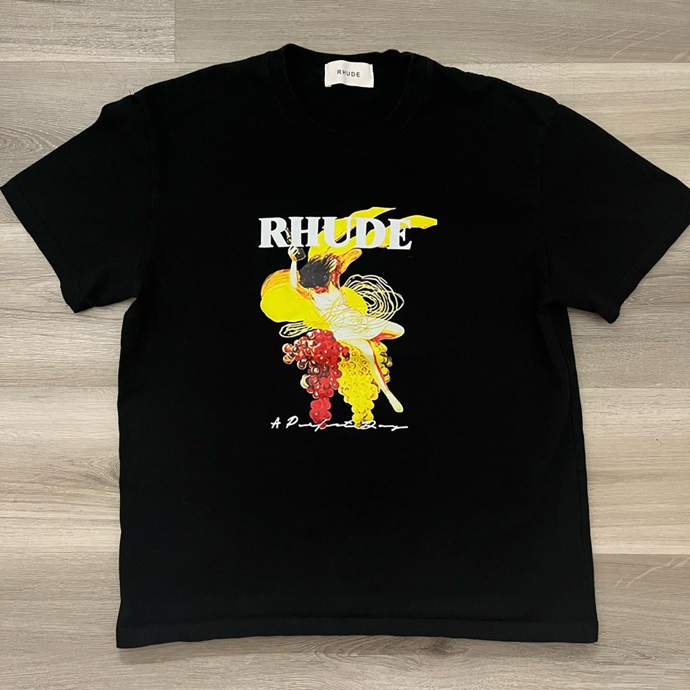 RHUDE BLACK GRAPHIC T-SHIRT
